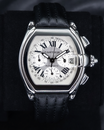 No Reserve - Cartier Roadster 40MM Silver Dial Leather Strap (2618)