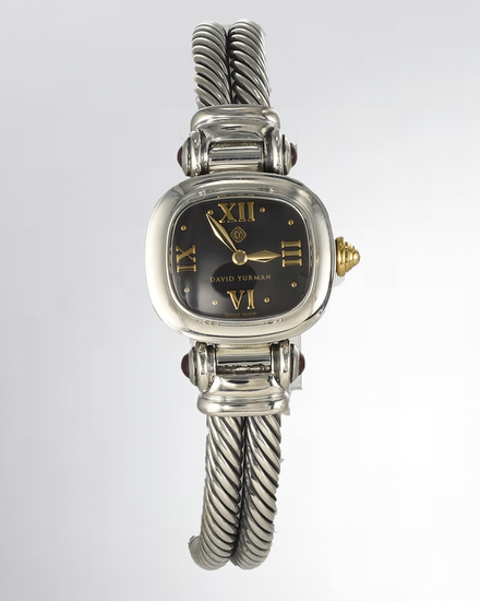 David Yurman Cable 21MM Quartz Black Dial Sterling Silver Bracelet (T-47074)