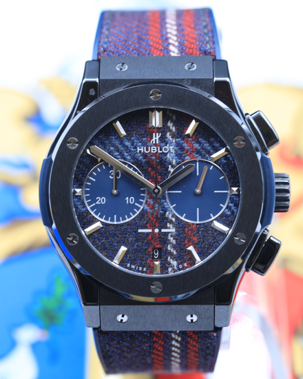 2017 Hublot Classic Fusion "Italia Independent Tartan" Ceramic L. E. 45MM Embroidery Dial Textile Strap (521.CM.2703.NR.ITI17)