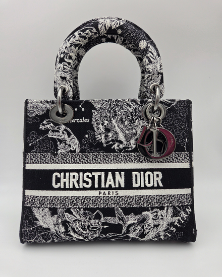 2022 Dior Small Bag Black Textile Canvas Silver Hardware Textile Strap (Bag)