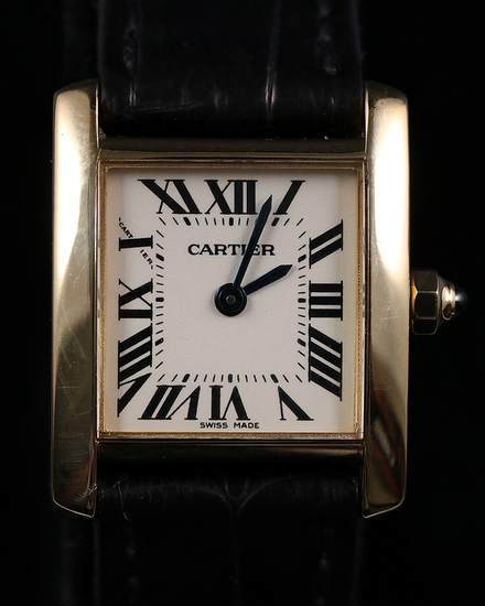 Cartier Tank 20MM Silver Dial Leather Strap (2385)