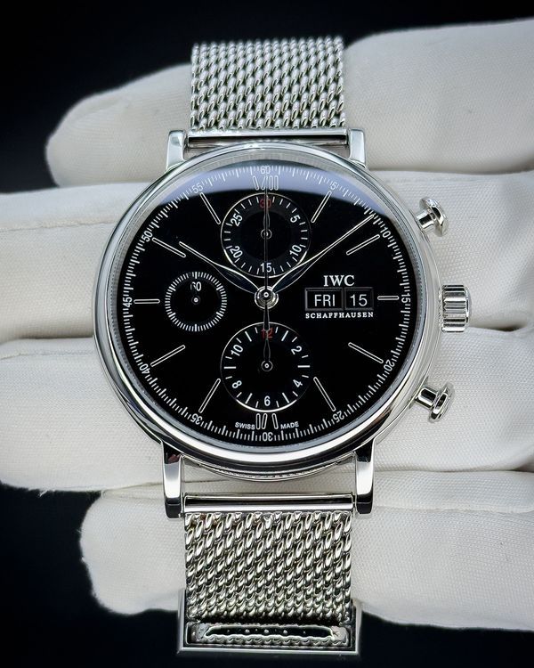 No Reserve - 2020 IWC Schaffhausen Portofino Chronograph 42MM Black Dial Steel Bracelet (IW391010)