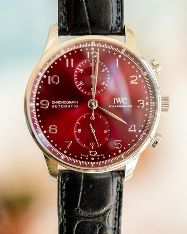 2020 IWC Portugieser Chronograph 41MM Red Dial Leather Strap (IW371616)
