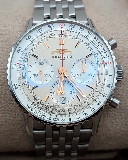 2024 Breitling Navitimer 1 B01 Chronograph 41MM Silver Dial Steel Bracelet (AB0139)