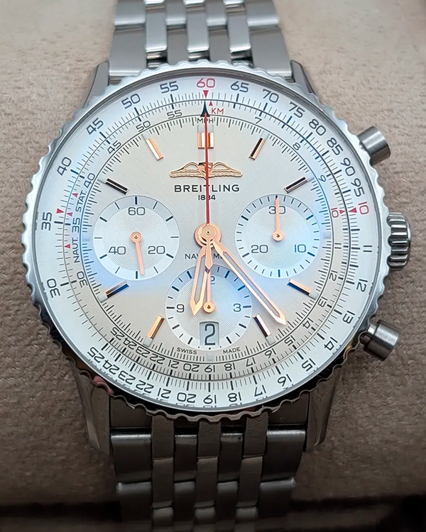 2024 Breitling Navitimer 1 B01 Chronograph 41MM Silver Dial Steel Bracelet (AB0139)