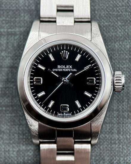 No Reserve - Rolex Oyster Perpetual 26MM Black Dial Oyster Bracelet (67180)