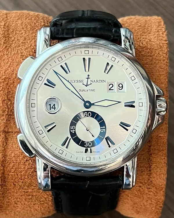 2006 Ulysse Nardin Dual Time GMT Big Date 42MM Silver Dial Leather Strap (243-55/91)