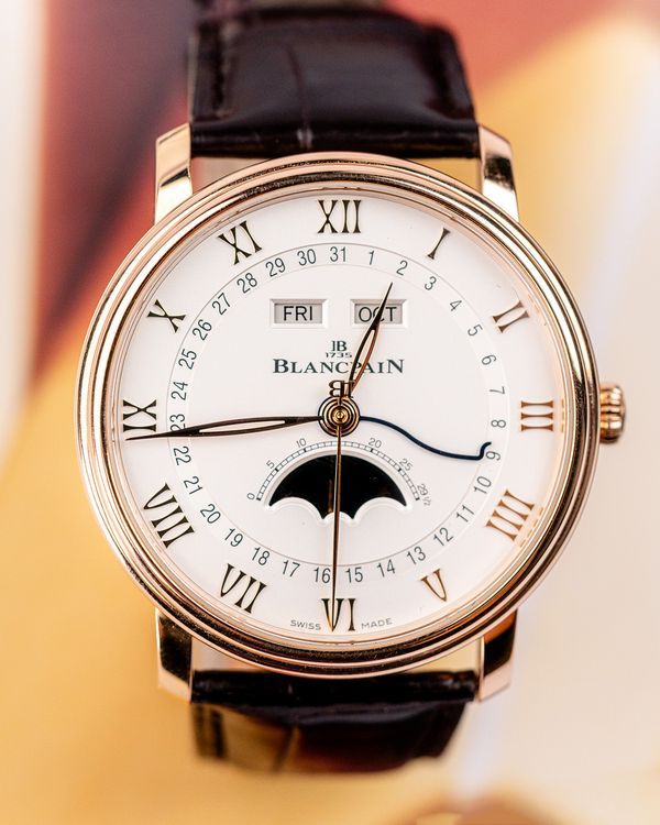 2023 Blancpain Villeret Quantième Complet 40MM Opaline White Dial Leather Strap (6654-3642-55B)