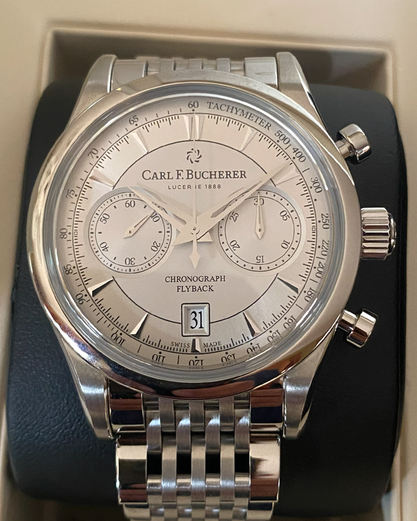 No Reserve - Carl F. Bucherer Manero Flyback 43MM Silver Dial Steel Bracelet (00.10919.08.13.21)