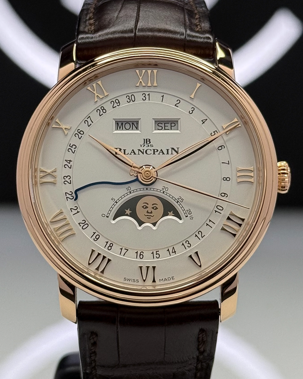 2022 Blancpain Villeret Quantième Complet 40MM Opaline Dial Leather Strap (6654-3642-55B)