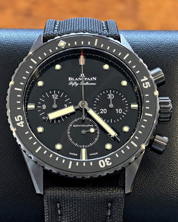 2024 Blancpain Fifty Fathoms Bathyscaphe Chronographe Flyback 43.6MM Black Dial Textile Strap (5200-0130-B52A)