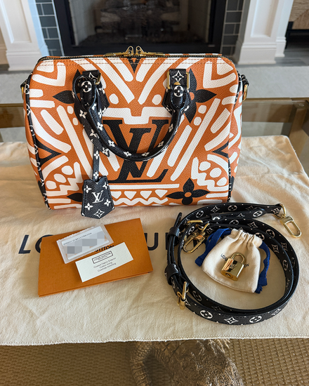 2020 Louis Vuitton Bag Monogram Giant Crafty Speedy Bandoulière 25 L.E. Coated Canvas Gold-Tone Hardware Leather Strap (M56588)