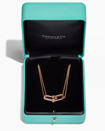 2026 Tiffany Accessories HardWear Double Link Pendant 16IN Rose Gold/Diamonds (75060785)