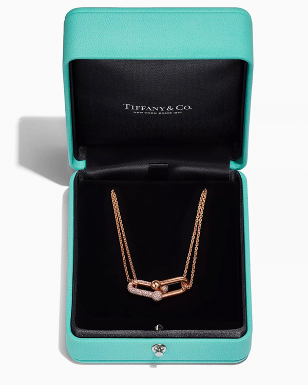 2026 Tiffany Accessories HardWear Double Link Pendant 16IN Rose Gold/Diamonds (HARDWEAR)