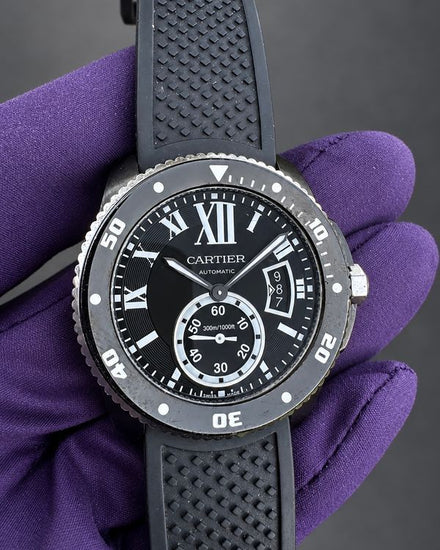 Cartier Calibre de Cartier Diver 42MM Black Dial Rubber Strap (WSCA0006)