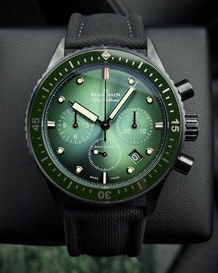 2022 Blancpain Fifty Fathoms Bathyscaphe 43.6MM Green Dial Textile Strap (5200 0153 B52A)