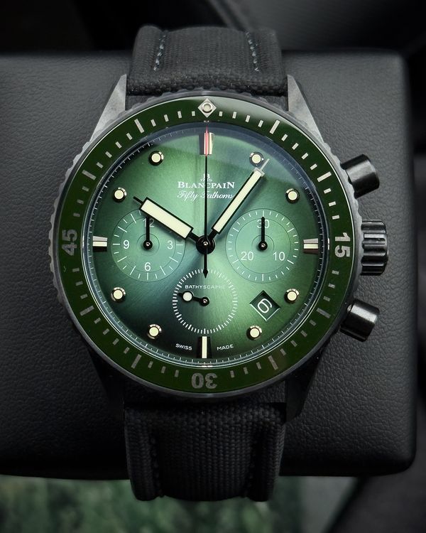 2022 Blancpain Fifty Fathoms Bathyscaphe 43.6MM Green Dial Textile Strap (5200 0153 B52A)