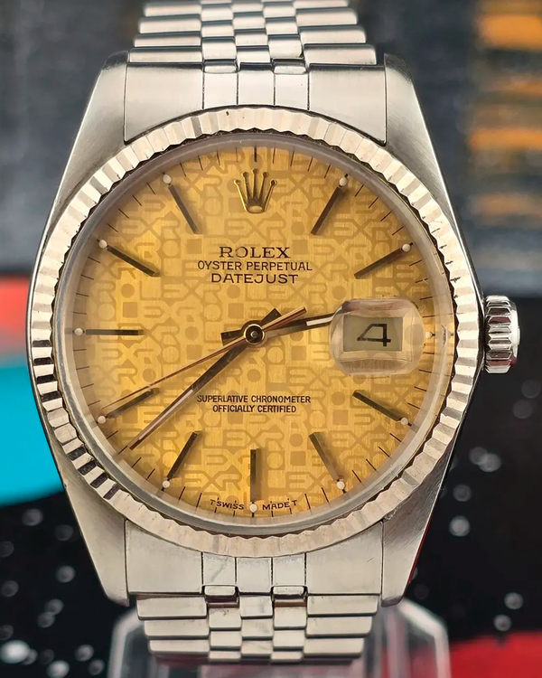 No Reserve - 1987 Rolex Datejust 36MM Champagne "Jubilee Motif" Dial Two-Tone Jubilee Bracelet (16014)