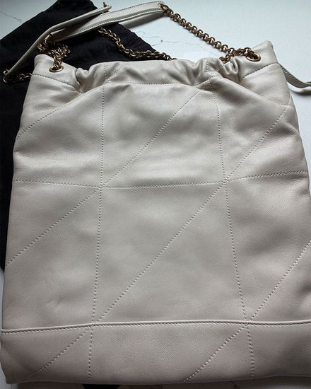 Saint Laurent Bag Jamie 4.3 Pochon White Leather Gold-Tone Hardware Chain Strap (781666)