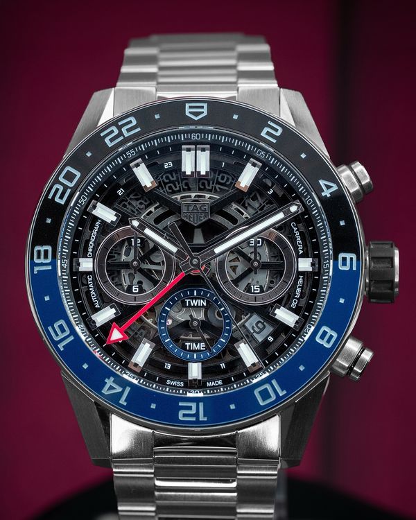 2019 TAG Heuer Carrera Caliber 02 GMT Steel Skeleton Dial (CBG2A1Z.BA0658)