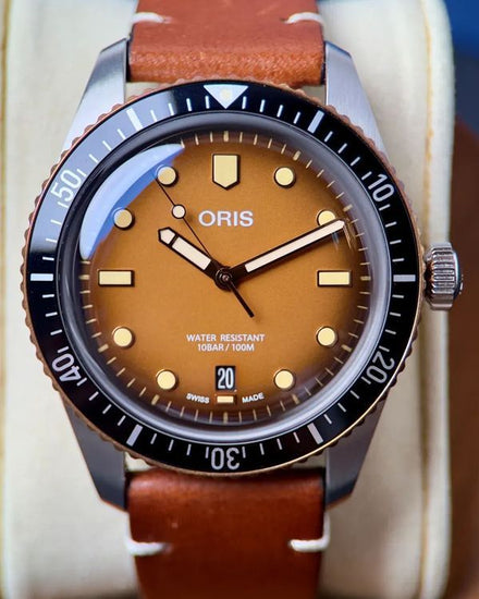 Oris Divers Sixty Five 40MM Brown Dial Leather Strap (01 733 7707 4356)