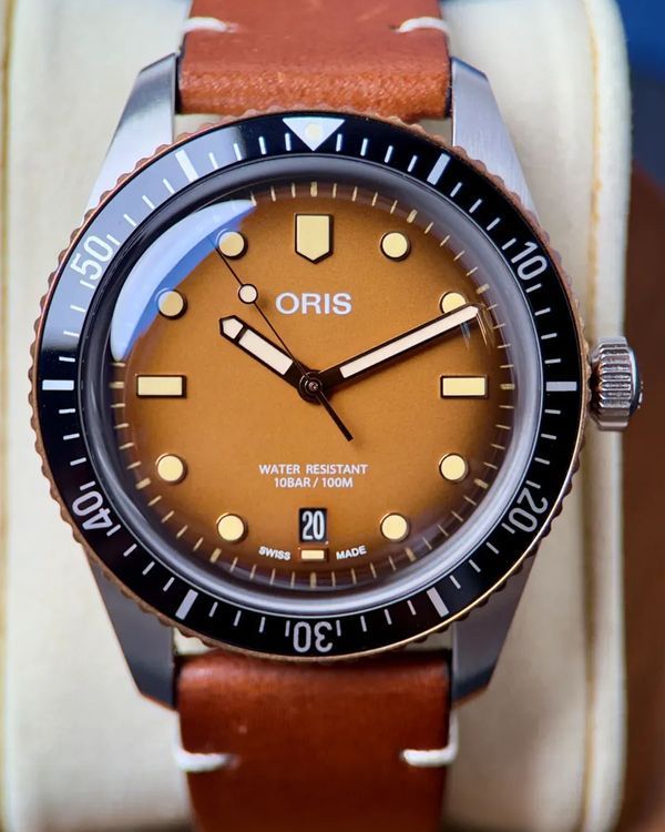 Oris Divers Sixty Five 40MM Brown Dial Leather Strap (01 733 7707 4356)