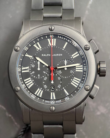 Ralph Lauren Sporting JLC Movement 45MM Black Dial Ceramic Bracelet (RLR0236600)
