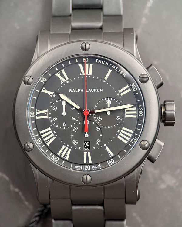 Ralph Lauren Sporting JLC Movement 45MM Black Dial Ceramic Bracelet (RLR0236600)