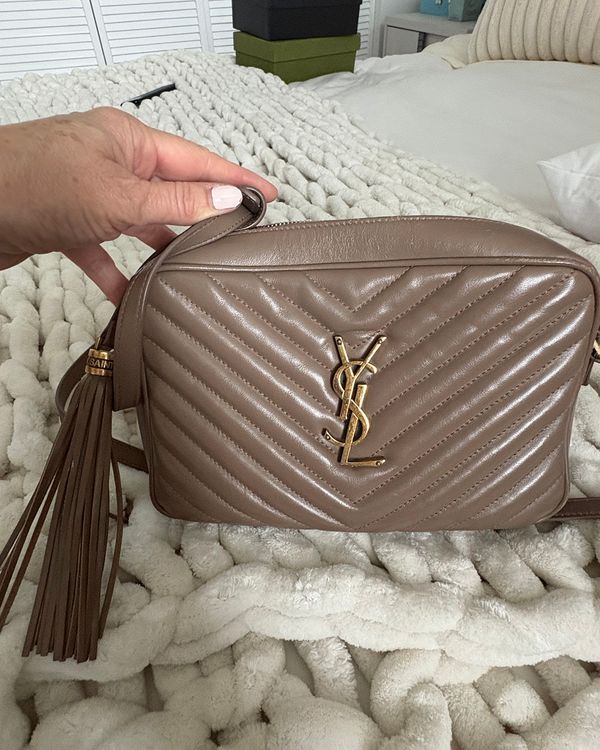 No Reserve - Saint Laurent Manhattan Lou Camera Bag Small Brown Leather Gold-Tone Hardware Leather Strap (Bag)