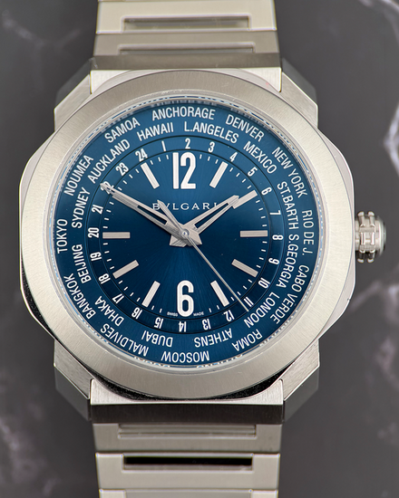 2022 Bvlgari Octo Roma Worldtimer 41MM Blue Dial Steel Bracelet (103481)