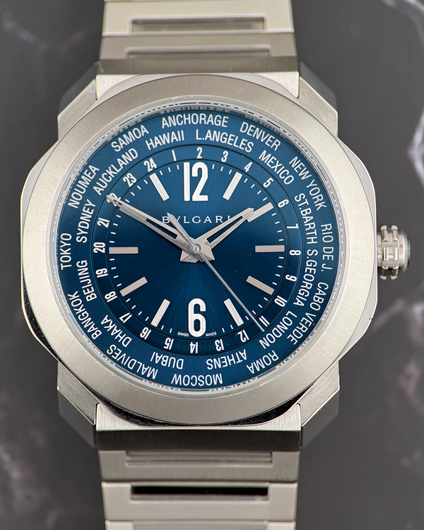 2022 Bvlgari Octo Roma Worldtimer 41MM Blue Dial Steel Bracelet (103481)