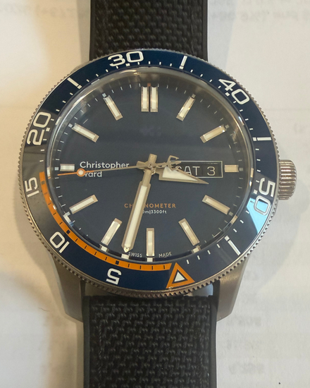 2024 Christopher Ward C60 Elite 1000 42MM Blue Dial Rubber Strap (C60-42ADD3-T0BB0)