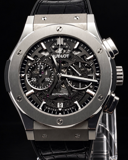 Hublot Classic Fusion Aerofusion 45MM Skeleton Dial Leather Strap (525.NX.0170.LR)