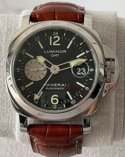 2008 Panerai Luminor GMT 44MM Black Dial Leather Strap (PAM00088)