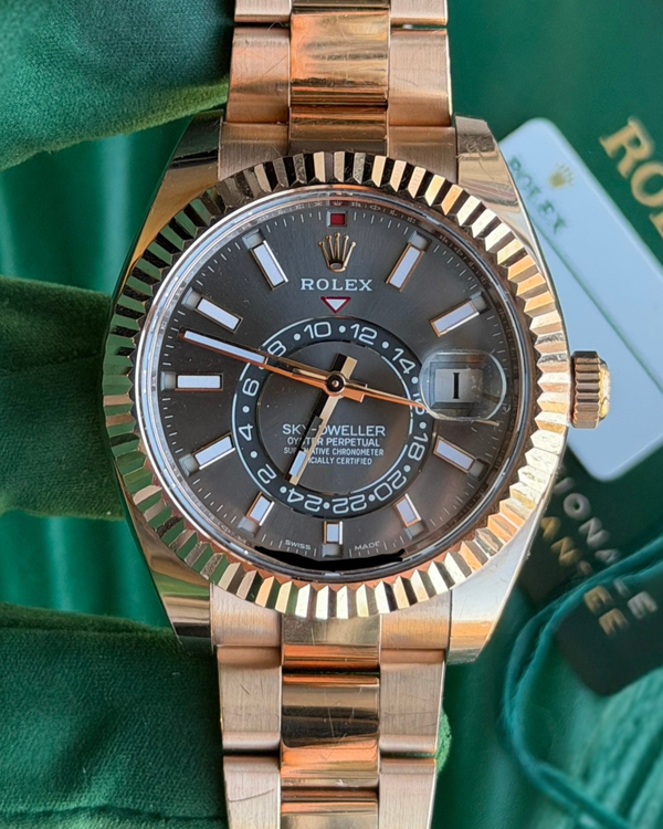 2021 Rolex Sky-Dweller 42MM Slate Dial Rose Gold Oyster Bracelet (326935)