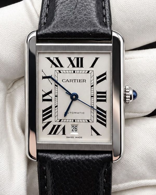 No Reserve - 2020 Cartier Tank Solo XL 31MM Silver Dial Leather Strap (WSTA0029)