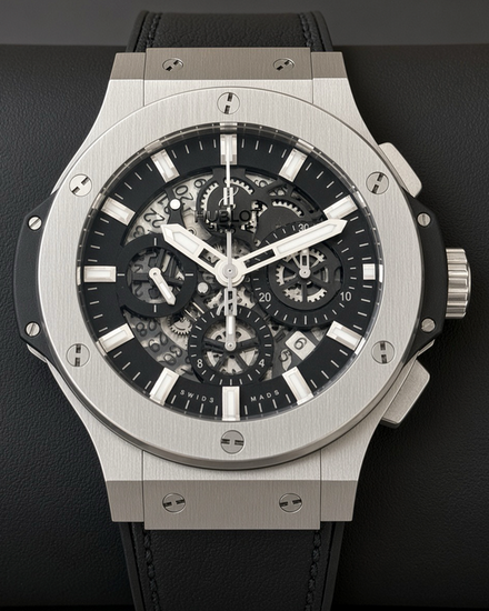2012 Hublot Big Bang Aero Bang 44MM Skeleton Dial Leather Strap (311.SX.1170.GR)