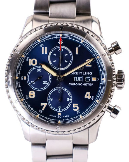 Breitling Aviator 8 Chronograph 43MM Blue Dial Steel Bracelet (A13316101C1A1)