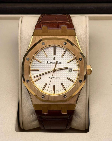 2012 Audemars Piguet Royal Oak 41MM Silver Dial Leather Strap (15400OR.OO.D088CR.01)