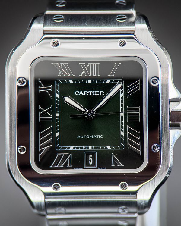 2023 Cartier Santos De Cartier Large 39.8MM Green Dial Steel Bracelet (WSSA0062)