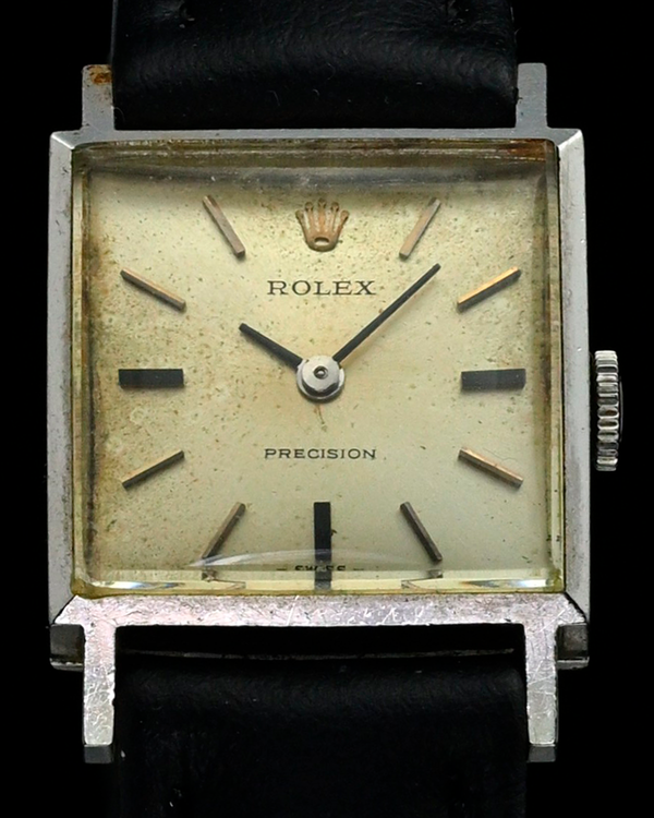 Rolex Precision  19MM Silver Dial Aftermarket Leather Strap (2611)