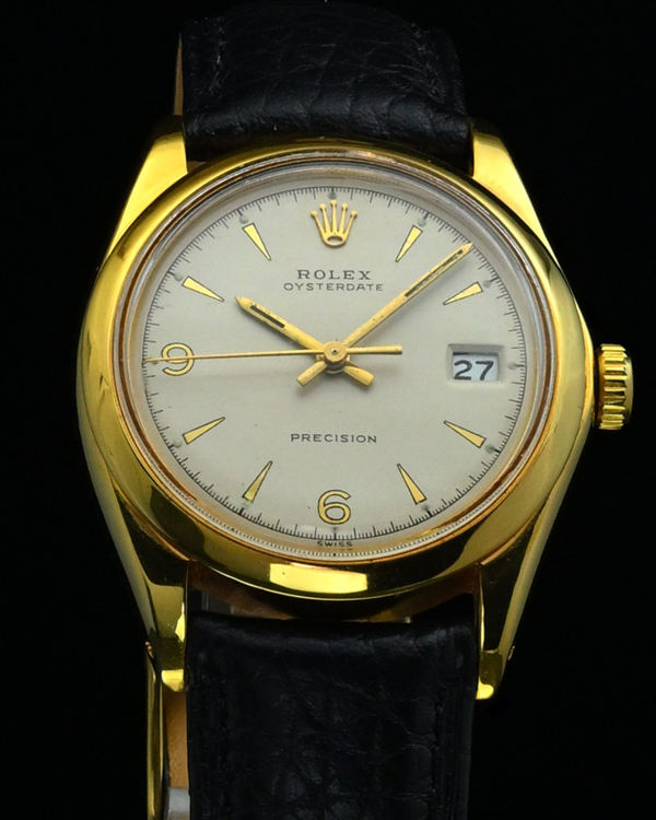 Rolex Oyster Precision Date 34MM Silver Dial Aftermarket Leather Strap (6694)