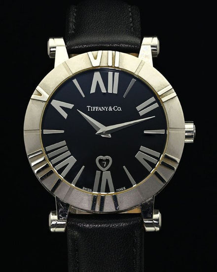 2017 Tiffany & Co. Atlas Heart Date 36MM Quartz Black Dial Aftermarket Leather Strap (Z1301.11.11A10A71A)