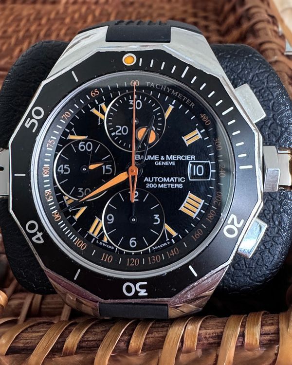 2009 Baume & Mercier Riviera 43MM Black Dial Aftermarket Rubber Strap (MOA08797)