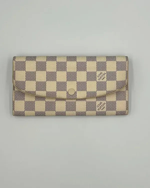 Louis Vuitton Accessories Emilie Damier Azur Wallet Small Beige Canvas Gold-Tone Hardware (Wallet)