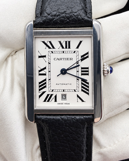 No Reserve - 2016 Cartier Tank 31MM Silver Dial Leather Strap (W5200027)