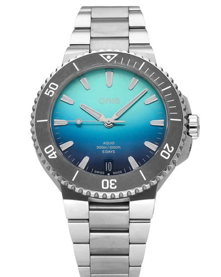 Oris Aquis Date Great Barrier Reef L.E. 43.5MM Blue Dial Steel Bracelet (0140077904185)