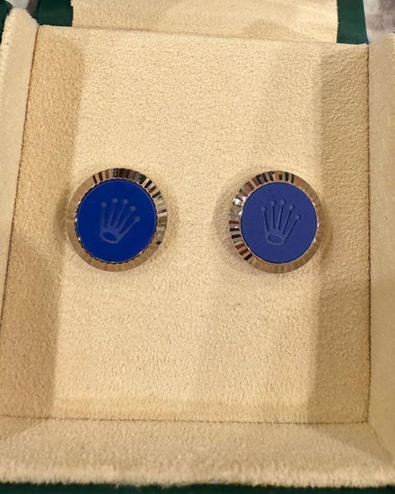 2026 Rolex Accessories Cufflinks Blue Ceramic Fluted 18K White Gold (A1039 BLUE)