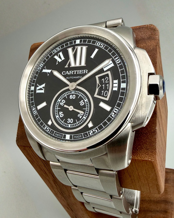 Cartier Calibre de Cartier 42MM Black Dial Steel Bracelet (W7100016)