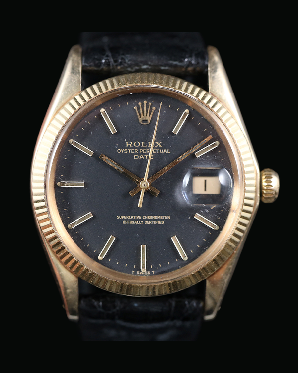 1970 Rolex Oyster Perpetual Date 34MM Black Dial Leather Strap (1503)